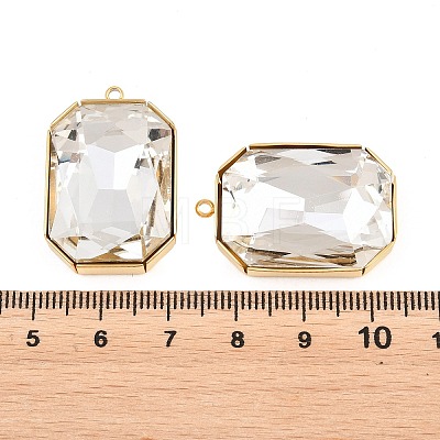 304 Stainless Steel & Glass Pendants STAS-G398-27G-01-1