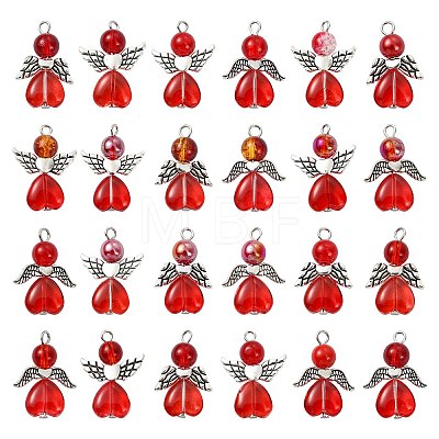90Ppcs 3 Styles Valentine's Day Glass Pendants PALLOY-CJ00117-1