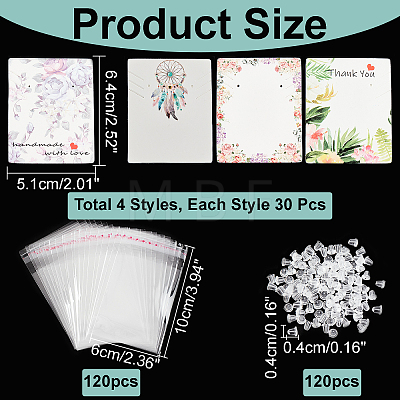 120Pcs 4 Styles Necklace and Earrings Display Cards DIY-AR0002-30-1