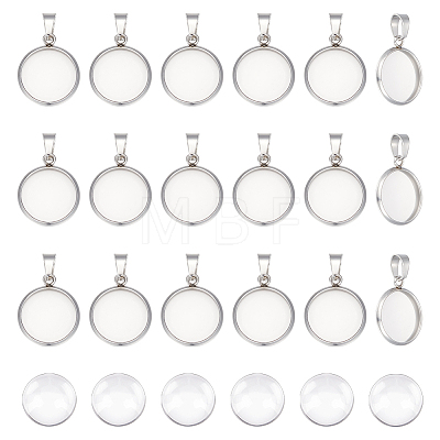 Unicraftale DIY Blank Dome Flat Round Pendant Making Kit DIY-UN0004-47-1