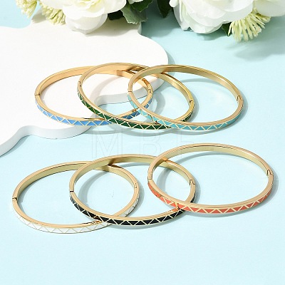 304 Stainless Steel Enamel Bangles BJEW-D408-33G-1