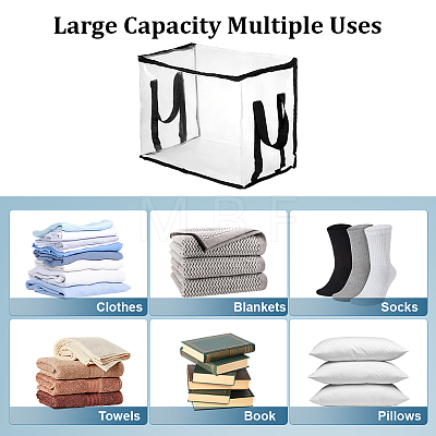 Large Capacity Transparent PVC Plastic Zipper Bags with Handle for Book Storage ABAG-WH0045-92B-1