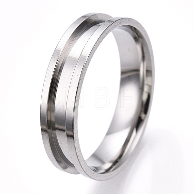 201 Stainless Steel Grooved Finger Ring Settings RJEW-TAC0017-6mm-06A-1