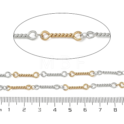 Two Tone 304 Stainless Steel Twist Bar Link Chains CHS-G050-05GP-1