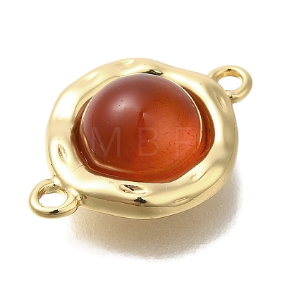 Natural Carnelian(Dyed & Heated) Flat Round Links Connector Charms KK-K388-04G-1