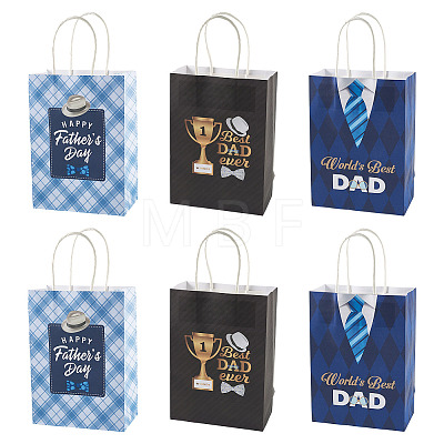9Pcs 3 Styles Happy Father's Day Printed Paper Packing Tote Bags CARB-TA0001-20-1