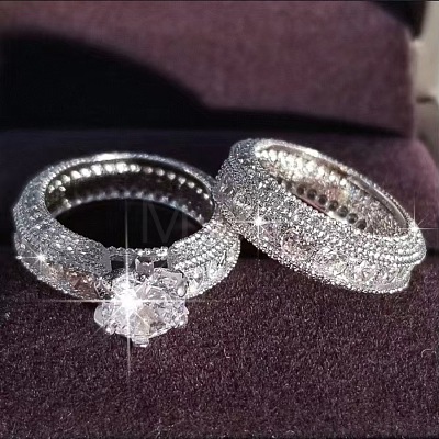 2Pcs Alloy with Crystal Rhinestone Finger Rings for Couple FS-WG6A3A8-05-1