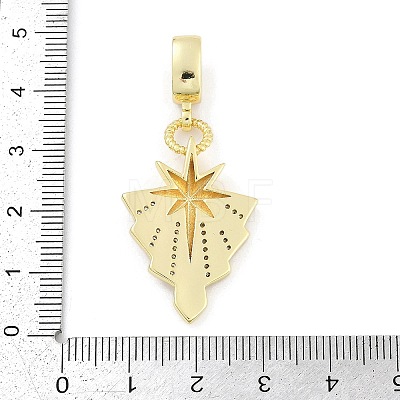 Brass Micro Pave Clear Cubic Zirconia Star European Dangle Charms KK-Z090-02G-1