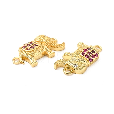 Rack Plating Brass Micro Pave Cubic Zirconia Connector Charms KK-D087-07G-1