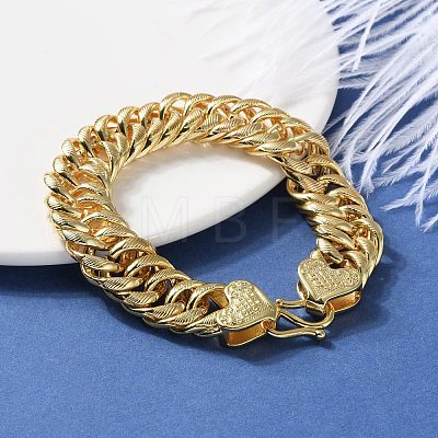 Brass Cuban Chain Bracelets for Women Men BJEW-R016-01G-02-1