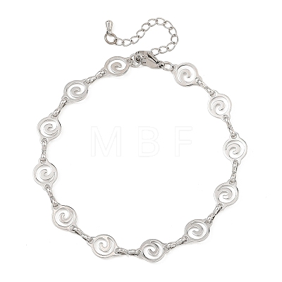 304 Stainless Steel Hollow Spiral Link Chain Anklets AJEW-AN00848-02-1