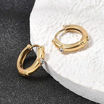 304 Stainless Steel Rhinestone Hoop Earrings EJEW-P344-06G-1