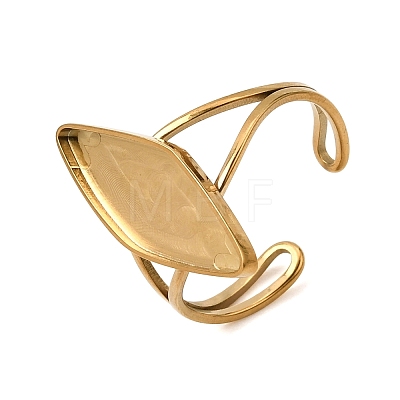 Horse Eye 304 Stainless Steel Open Cuff Bangle Makings with Bezel Tray SA-CBABF3F-02G-04-1