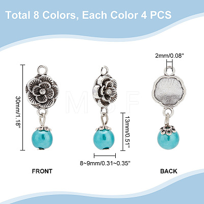   Glass Pearl & ABS Plastic Imitation Pearl Round Pendants and Tibetan Style Findings FIND-PH0008-86-1