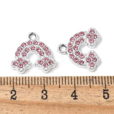 Alloy Pink Rhinestone Pendants PALLOY-E775-15P-1