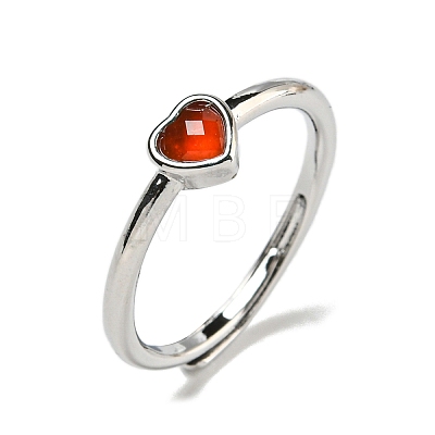 Heart Natural CarnelianAdjustable Rings RJEW-Q818-02P-01-1