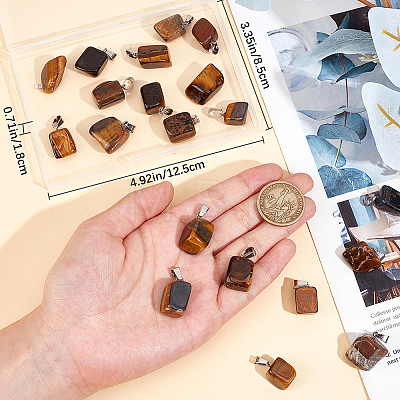 20Pcs Natural Tiger Eye Pendants G-BBC0001-50C-1