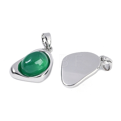 Natural Green Onyx Agate(Dyed & Heated) Pendants KK-U043-52P-01-1