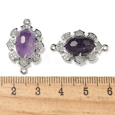 Natural Amethyst Faceted Oval Connector Charms G-G181-06P-03-1