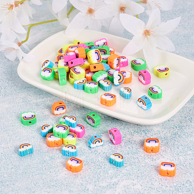 Fashewelry 100Pcs 5 Style Handmade Polymer Clay Beads FIND-FW0001-33-1
