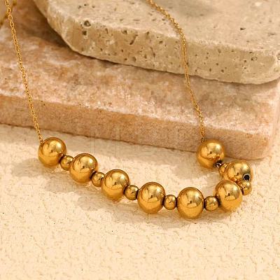 Stainless Steel Round Beaded Necklaces for Women UA9365-1-1