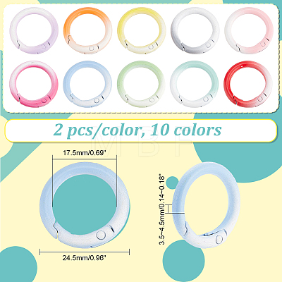   20Pcs 10 Colors Gradient Color Zinc Alloy Spring Gate Rings FIND-PH0017-34-1