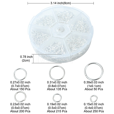 1 Box Iron Jump Rings Set IFIN-YW0001-44P-1