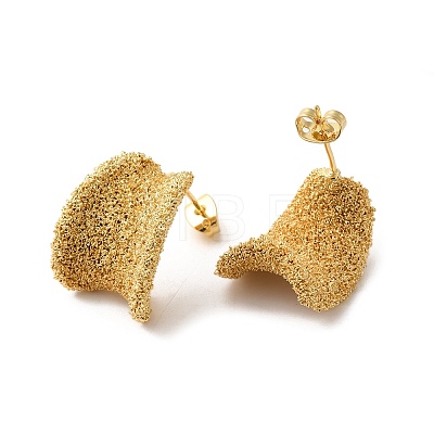 Real 18K Gold Plated Brass Stud Earrings EJEW-G382-10D-G-1