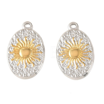 Two Tone Textured 304 Stainless Steel Pendants STAS-L314-10GP-04-1