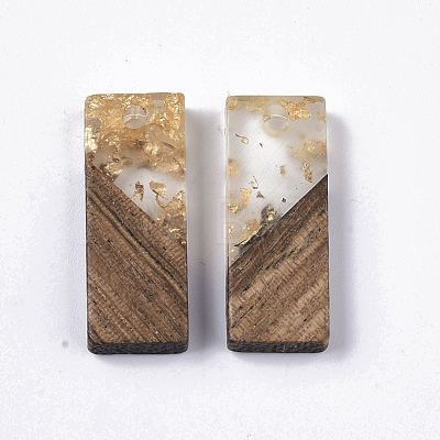 Transparent Resin & Walnut Wood Pendants RESI-Q210-007A-A01-1