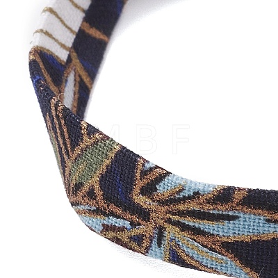 Ethnic Style Polyester Leaf Printed Ribbon Bracelets BJEW-JB10495-02-1