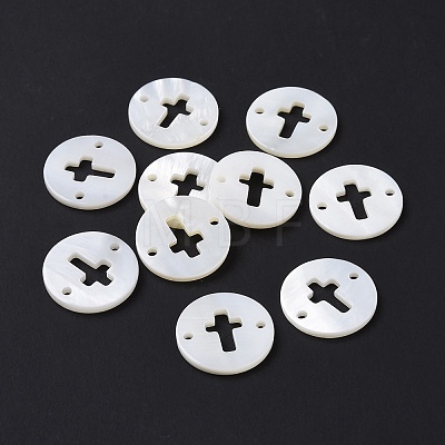 Natural Freshwater Shell Connector Charms SHEL-H001-09-1