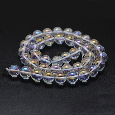 Electroplated Natural Quartz Crystal Beads Strands G-K285-09-8mm-02-1