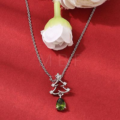 Christmas Snowflake Brass Micro Pave Cubic Zirconia Pendants Necklaces NJEW-L468-01P-B01-1