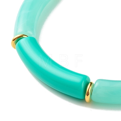 Two Tone Acrylic Curved Tube Beaded Stretch Bracelet BJEW-JB07971-03-1