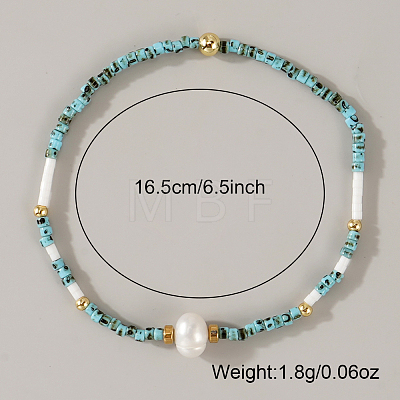 Imitation Pearl Round and Glass Seed Beaded Stretch Bracelets for Women ZU0307-1