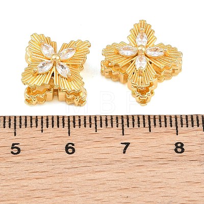 Brass Micro Pave Clear Cubic Zirconia Beads CU-CBA7392-05G-1