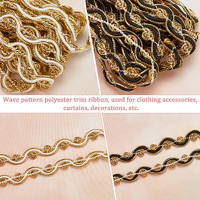 WADORN 10 M 2 Colors Filigree Polyester Lace Ribbon OCOR-WR0001-06-1