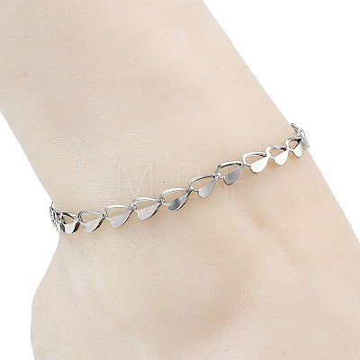 2Pcs 2 Colors Valentine's Day 304 Stainless Steel Heart Link Chain Anklets for Women AJEW-AN00801-1