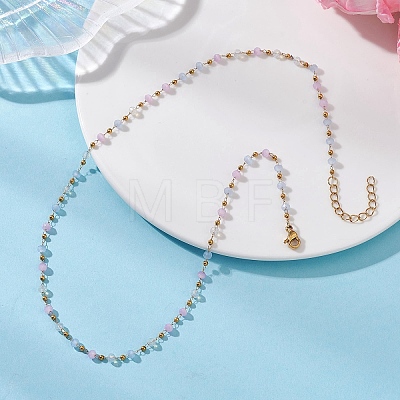 Handmade Faceted Rondelle Glass Beaded Link Chain Necklaces NJEW-JN05744-02-1
