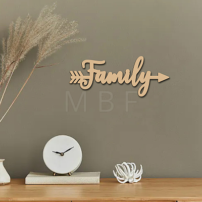 Word Family Laser Cut Unfinished Basswood Wall Decoration WOOD-WH0113-103-1