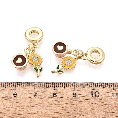 Brass Micro Pave Clear Cubic Zirconia and Enamel European Dangle Charms KK-T079-68G-1