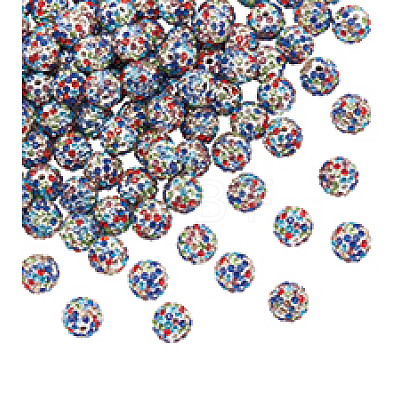 100Pcs Polymer Clay Pave Rhinestone Beads RB-PH0001-38A-1