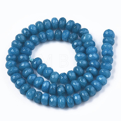 Faceted Rondelle Dyed Natural White Jade Bead Strands X-G-R343-6x8-02-1