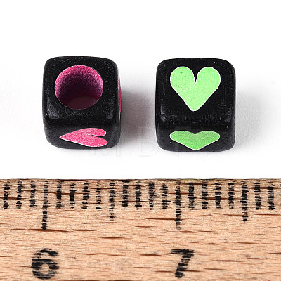 Fluorescent Color Plastic Cube Beads KY-T041-24M-1