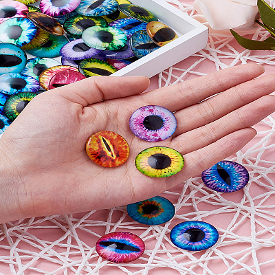 Eye Printed Glass Cabochons GGLA-BT0001-01-1