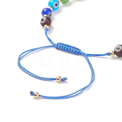 10Pcs 10 Style Lampwork Evil Eye Braided Bead Bracelets Set BJEW-JB08874-1