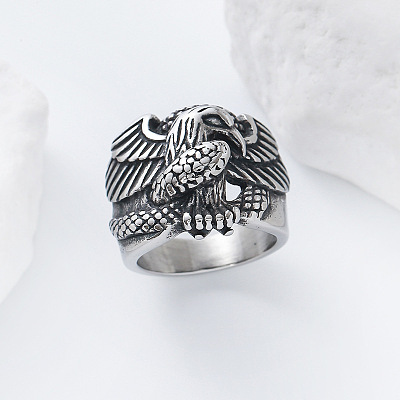304 Stainless Steel Snake with Eagle Finger Rings for Men TH9949-3-1