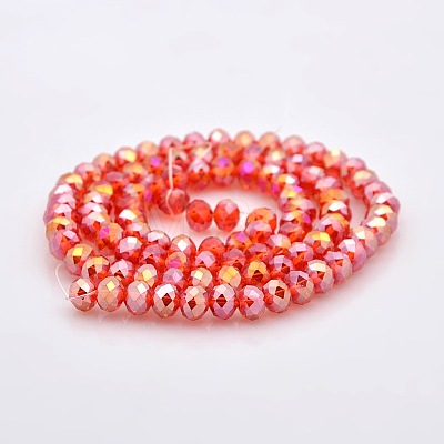 AB Color Plated Faceted Rondelle Electroplate Glass Beads Strands GLAA-A024D-AB04-1