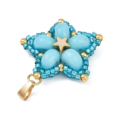 Handmade Glass Seed Beaded & Synthetic Dyed Imperial Jasper Beads Pendants PALLOY-MZ00751-01-1